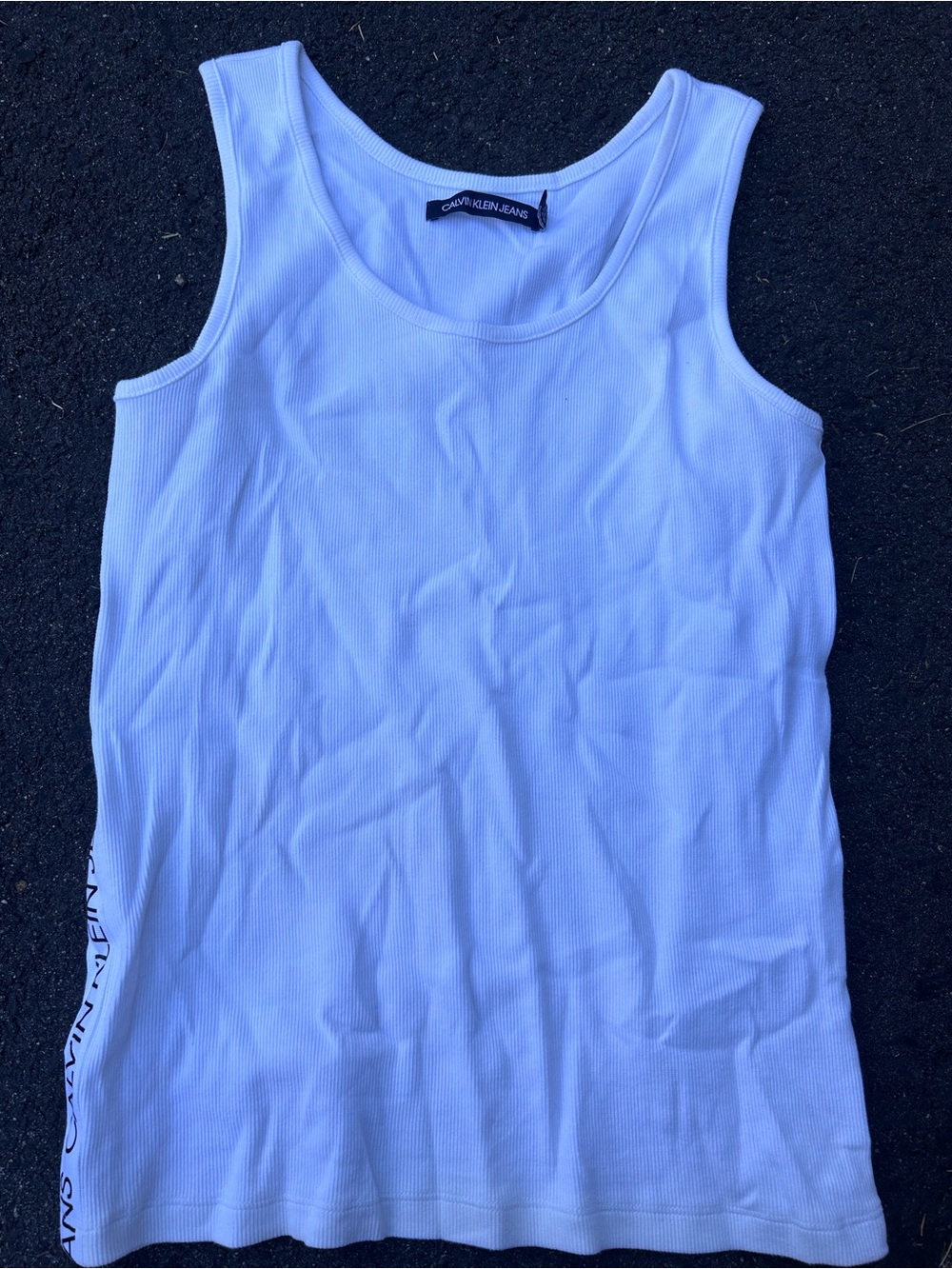 Calvin Klein Jeans White Ribbed Tank - Women's Scoop Neck Tank Top